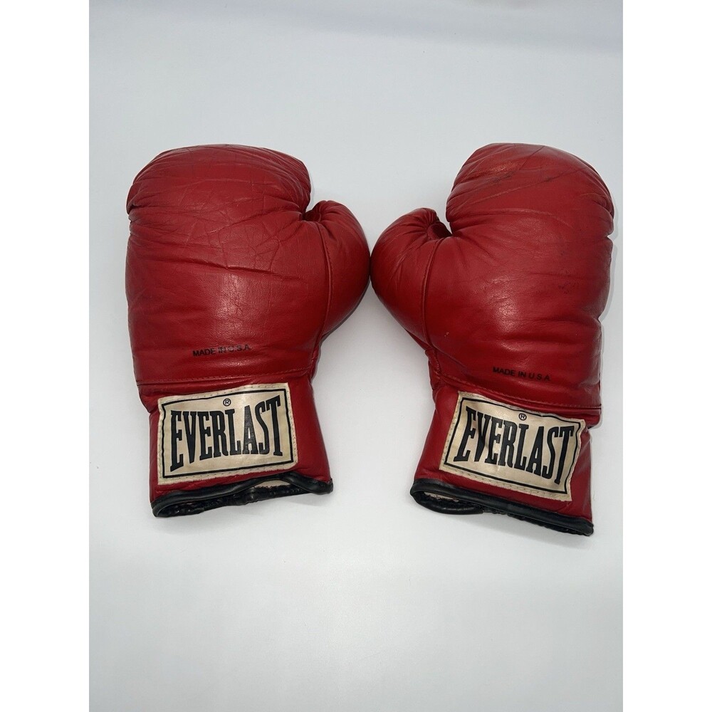 Vintage Everlast Boxing Gloves 80s 90s Red Leather 12 oz. Pair-Made in the USA